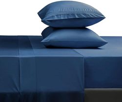 Linkrunning Sengelinned sæt Super Soft Microfiber 1800 Tråd tæller Luksus egyptiske lagner 16-tommer dyb lommeRynke-3 stykke (marineblå, tvilling) ...