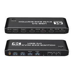 2x2 USB 3.0 HDMI Kvm-switch 4k 60hz Dual Monitor Extended Display Switcher 2 pdp