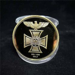 4kpl erilaisia saksalaisia kultakolikoita Toinen maailmansota Saksalainen Reichsbank Direktorium Hollow Cross Eagle -kolikot akryylikotelolla A