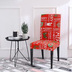 Liltop Xmas Slip Dining Chair Seat Cover Jule banket fest indretning Bogstaver 4 PCS