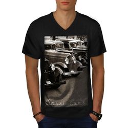 Klassiske biler menn BlackV-hals t-skjorte | Wellcoda Svart X-Large