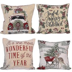 Wabjtam sett med 4 stk Christmas Pillow Covers 46 * 46cm, juledekorasjoner