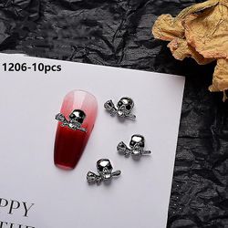 Retro Dark Punk 3d Nail Art Charms Alloy Tips Skull Rhineston Decor Halloween H1208