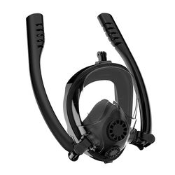 Ebox Anti-dug snorkelmaske med dobbelt åndedrætsrør til dykning Sort L/xl