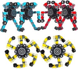 AIR 6pcs Ny transformable roterende legetøj-børns Creative DIY Chain Dekompression Gyro Robot Rød gul blå 6pcs