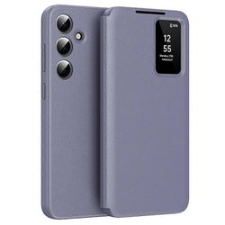 Samsung Galaxy A55 5G -kotelo korttipidikkeellä Smart View Ikkuna Nahkainen Puhelimen Kuori - Laventeli Gre Monivärinen Lavender Grey