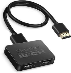 Wenkeay HDMI Splitter 1 ind 2 ud, 4k hdmi splitter med 4ft hdmi kabel til dobbelt skærm kopi / spejl, 1x2 hdmi splitter 1 til 2 forstærkere til ful...