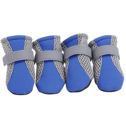 Varychmoo 4pcs Pet Hund Kat Anti-slip Sko Hvalp Støvler Feet Beskyttende Støvletter Blå S