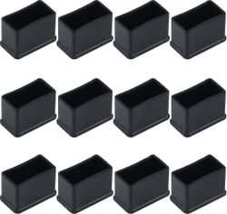 12 pack 15 x 30 mm svarta rektangulära gummifiltbord eller stolsbenskyddskåpor