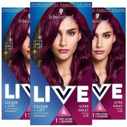 Schwarzkopf Live Hair Colour &; Lift L76 Ultra Violet - 3 kpl pakkaus L76 Ultravioletti - x3