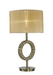 Inspired Lighting Firenze Rundt bordlampe med blød bronze skygge 1 lys antik messing, krystal