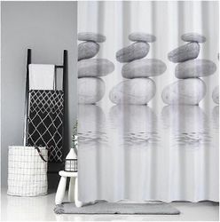 Suihkuverho 120x180 Pebble Grey Tekstiili Homeenkestävä vedenpitävä suihkuverho 12 suihkuputkella