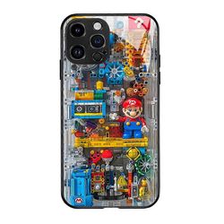 unbrand Mario kolmiulotteinen kuvio matkapuhelimen kuori, sopii Phone16Promax, lasinen matkapuhelimen kuori ZJ2216 IPhone16
