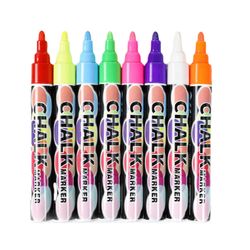 8kpl nestemäinen liitumerkki 6 mm käännettävällä kärjellä pyyhittävä nestemäinen liitukynä liitutaulun liitutaulun ikkunalasipurkkiin 8 väriä