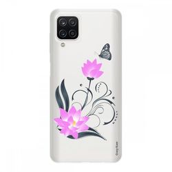 Crazy Kase Sag til Samsung Galaxy A12 blød, lotusblomst og sommerfugl