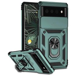 Gangxun Kotelo Google Pixel 6 5G -kameralevylle Kestävä 3 in 1 sotilasluokan suojakansi jalustarenkaalla Vihreä