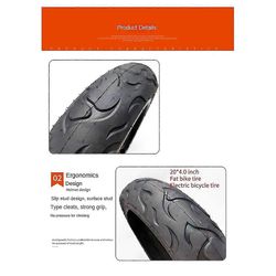 20x4,0 tuuman sisäputki moottorikelkka mönkijä sähköpolkupyörän renkaat laajennetut sisä- ja ulkorenkaat Musta