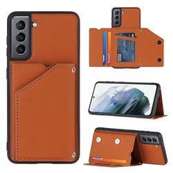Gangxun Sag til Samsung Galaxy S21 Vintage Cuir Cover Læderetui Kofanger - Marron
