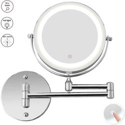 Barsinfi 10x Professionel lysende makeup spejl, dobbeltsidet forstørrelsesglas spejl