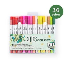 36 Pakker Dual Tip farvede penne børste og fine spids penne dobbelt hoved sluttede farverige tegning penne Art P