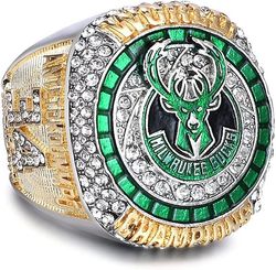 Dqbd Qqdd 2021 Bucks Championship Ring Replica Basketball Champions Ring med mesterskapsringboks stein SIZE 10