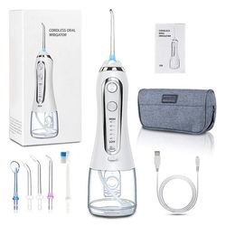 5 tilstande Oral irrigator 300 ml bærbar vand Tandtråd Tandtænder Renser Usb genopladelig irrigator med rejsetaske Hvid