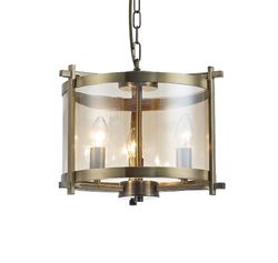 Inspired Lighting Inspireret Deco - Nolan - Cylindrisk Loft Vedhæng 3 Light E14 Antik Messing, Amber Glass