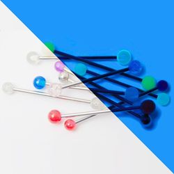 BodyJewelryOnine 10 Industriel vægtstang - glitter, akryl, uv glød - diverse længder