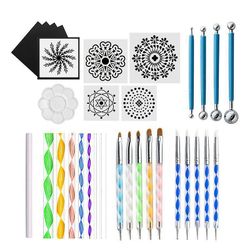 34 Pcs mandala maleri værktøj skabelon diy graffiti kunst søm forsyninger at04