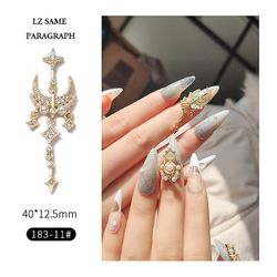 Manicure Zircon smykker Pearl Luksus Palace Mørk barok neglebjørn Dekoration 18311