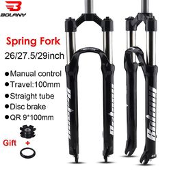 Bolany Mtb Supension Gaffel Mountainbike Spring Front Gaffel 26 27,5 29inch aluminiumslegering Straight Lo 100mm Cykling Tilbehør 29 Forårsgaffel