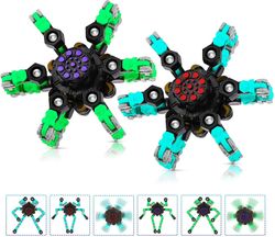 AIR Finger hånd spinner legetøj med transformable kæde mekanisk spiral twister (blå-grøn)