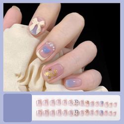 Bærbar negle patch aftagelig blød negle patch gelé lim færdig søm patch wearable nail patch Mælkevejen