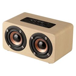 W5 bærbar Hifi Shock Bass Wooden Bluetooth høyttaler W5 Gul