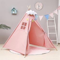 Lærred Børns Telt Telt Dukkehus Barn Indien Sleeping Dome Soveværelse Interiør Pink