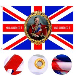 Kroningsflag Kong Charles III Flag, Storbritannien England Kong Charles Kroningsmemorabilia Union Jack Britiske kongelige festdekorationer