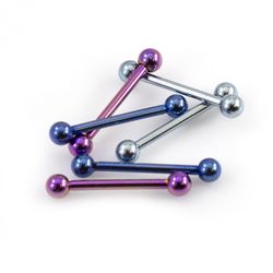 BodyJewelryOnine Pakke af 6 lige mini vægtstang 16g anodiseret titanium