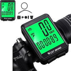 Lauwodun Mountain Road Bike Hvid Grøn Baggrundsbelyst Engelsk Riding Stopwatch Vandtæt lysende Speedometer Cykel Computer