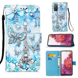 Foxdock Kompatibel med Samsung Galaxy S20 Fe 4g / 5g Case Læder Flip Wallet Cover med kort slotholder kickstand mønster - Tower Butterfly