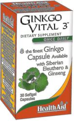 Health Aid Terveysapu Ginkgo Vital +3, 30 Kapselia