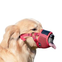 Handuo Hund næseparti, blød Nylon næsepartiet Anti Bidende Gøen Tygge rød S