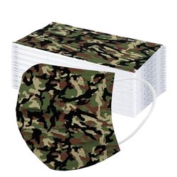 50stk Engangs voksne maske Paisley Print Ansigtsmaske 3ply Ear Loo grøn