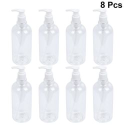 8pcs 500ml påfyllbare pumpeflasker gjennomsiktig sjampo dispenser lotion flytende flasker for bad kjøkken