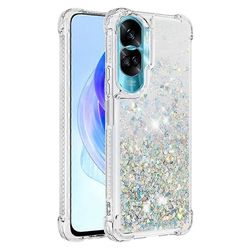 Glitter puhelinkotelo Honor 90 Lite 5g:lle, liikkuva kiiltävä Tpu-kansi Hopeiset sydämet