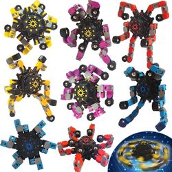 AIR 8Pack Finger Hånd Spinner Legetøj med transformerbar kæde mekanisk spiral twister (A) Sort