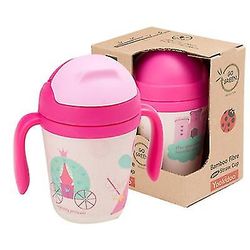 300ml Baby Bambus Fiber Sippy Kopper med halm