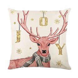 Merry Christmas Pillow Cover 45x45cm Kast putevar Vinter julepynt For Home Tree Deer Sofa Pute Cover 17