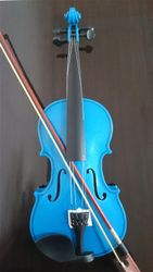 Huizhiwentong Akustisk violin fuld 1/8 ahorn gran med kasse bue kolofonium blå farve 3/4