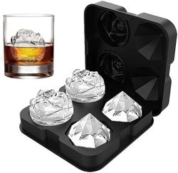Ice Cube Tray, 2,5 tuuman jääkuutio silikonimuotit, 2 onteloruusua &2 timanttijääpallontekijää