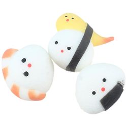 3 stk Sushi Squishy Leker Søt Sushi Stretchy Toy Morsom Stress Relief Sushi Formet Klemme Toy Assortert farge 5X4X4CM